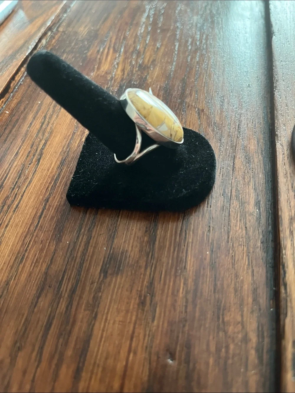 Yellow Brecciated Mookaite Oval Sterling Ring